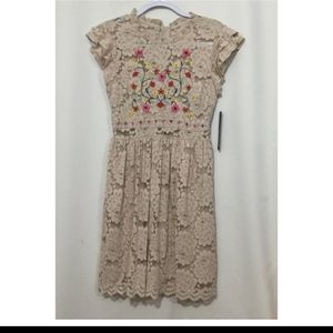 Sequin Hearts Painted Lace Floral Dress